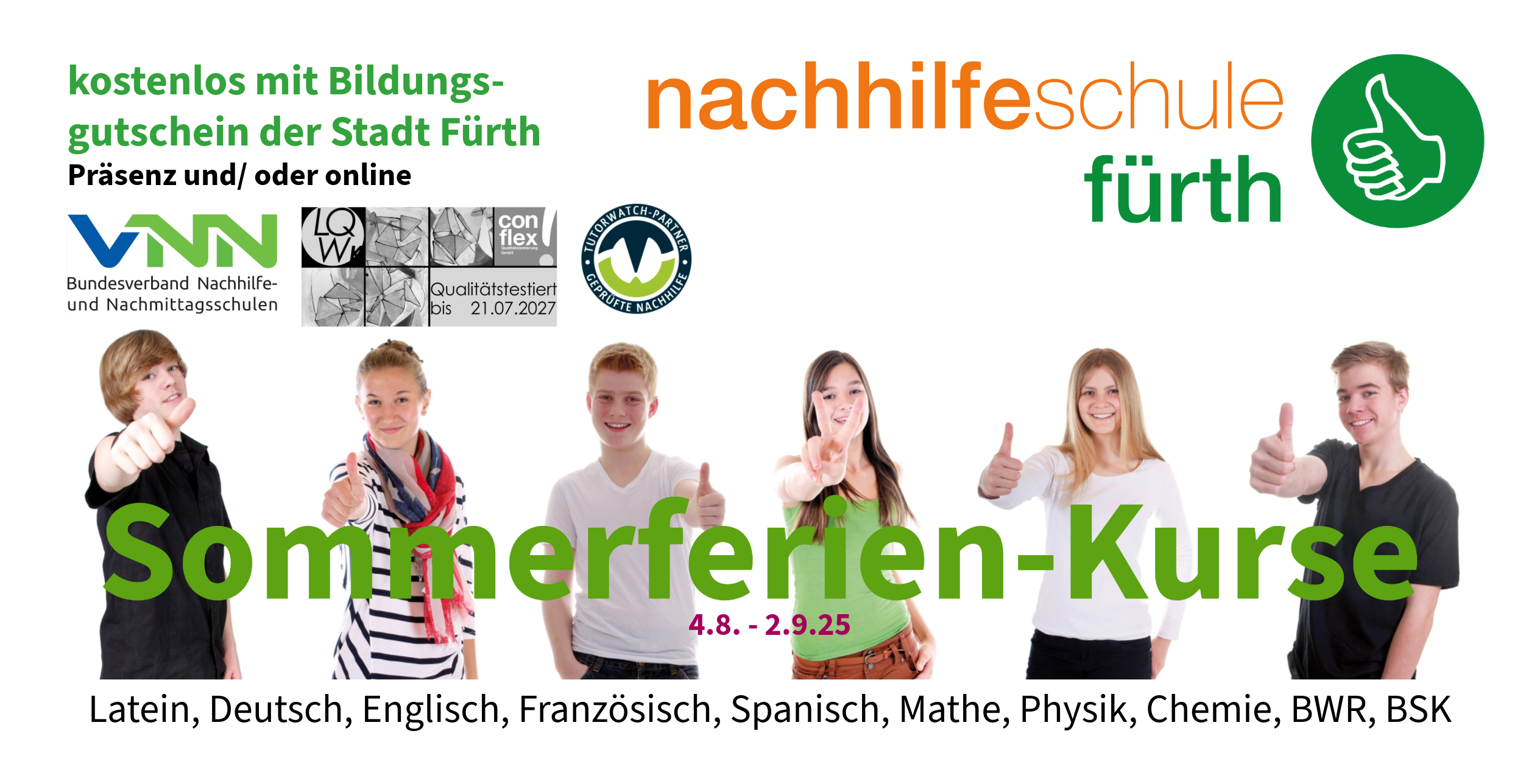 Sommerferien Nachhilfe Englisch Schüler Fürth online Präsenz 1 A Nachhilfeschule Fürth