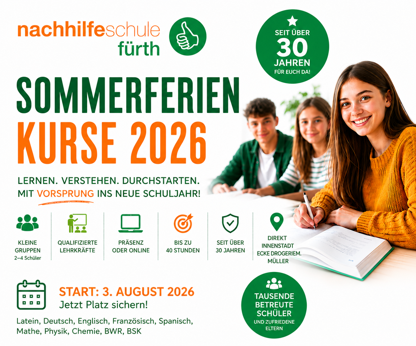 Fürth Sommerferienkurse Bootcamp Nachprüfung Vorbereitung 2026